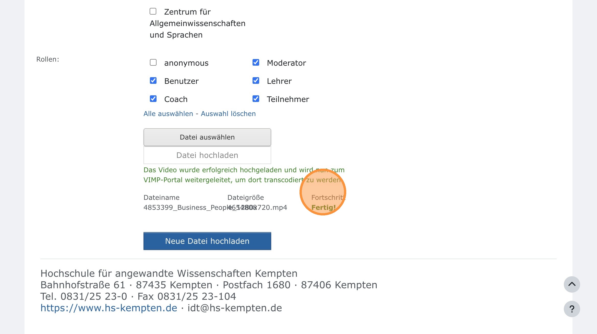 Upload abgeschlossen
