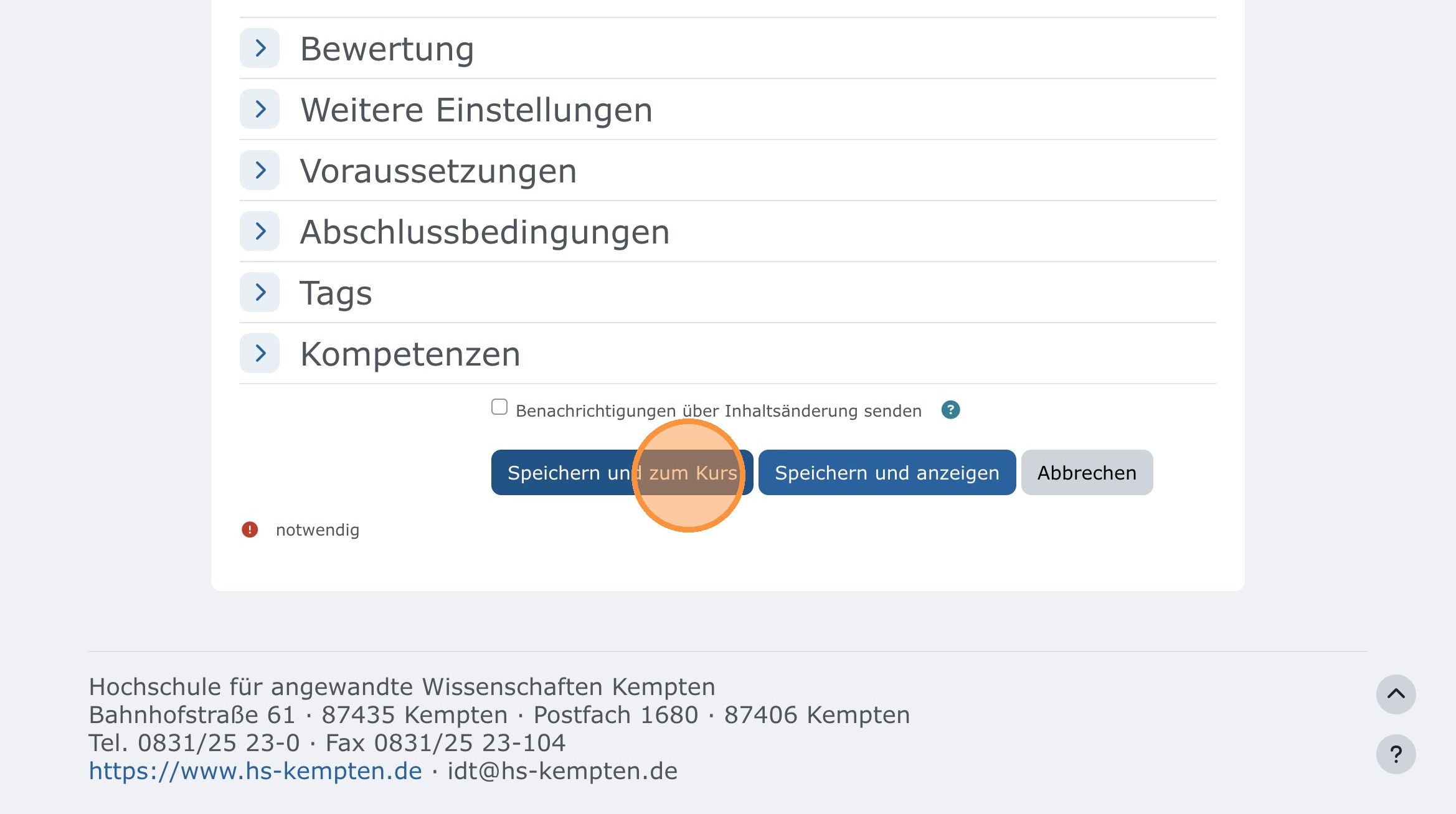 Einstellungen speichern