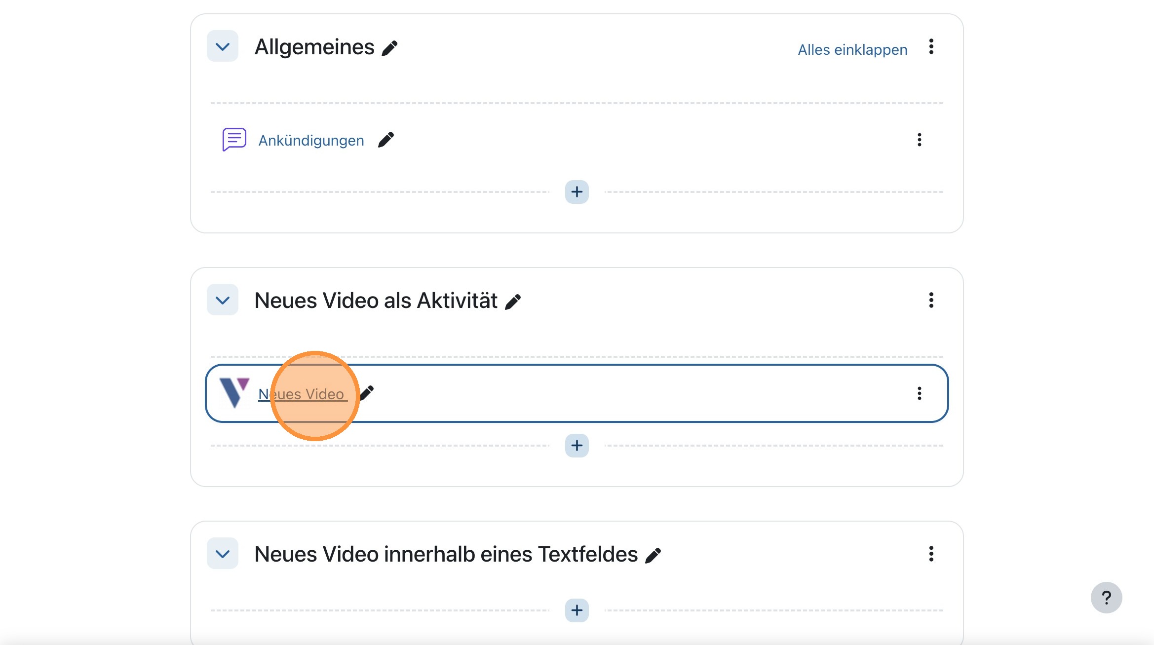 Video als Aktivität im Kurs