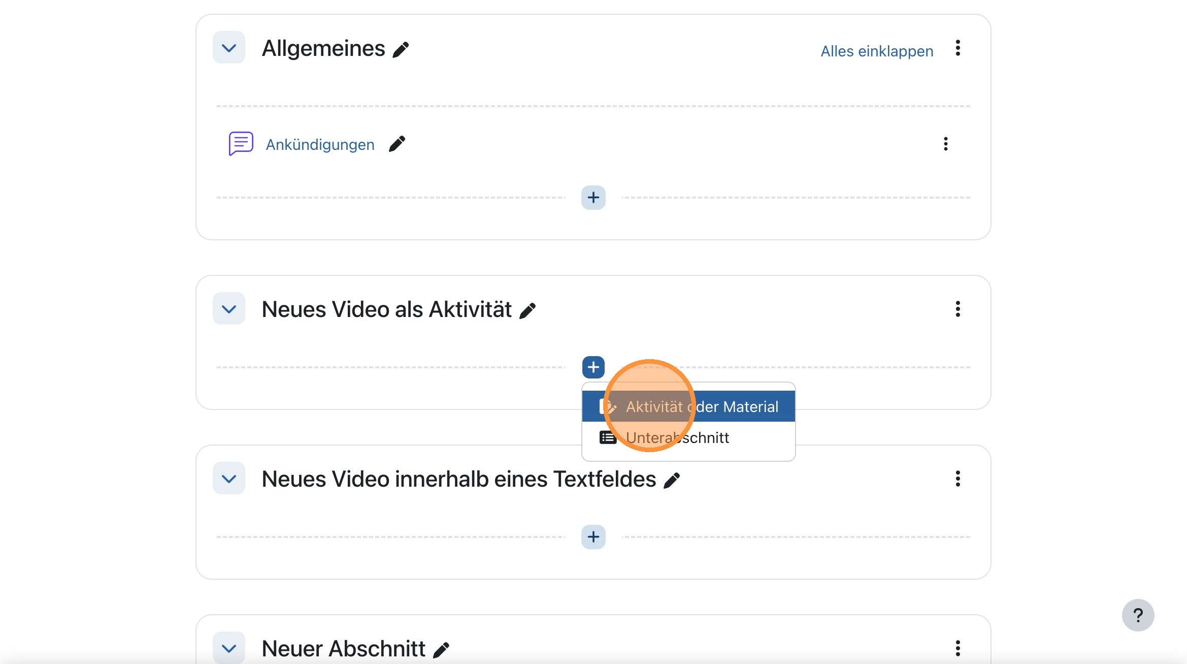 Aktivität oder Material