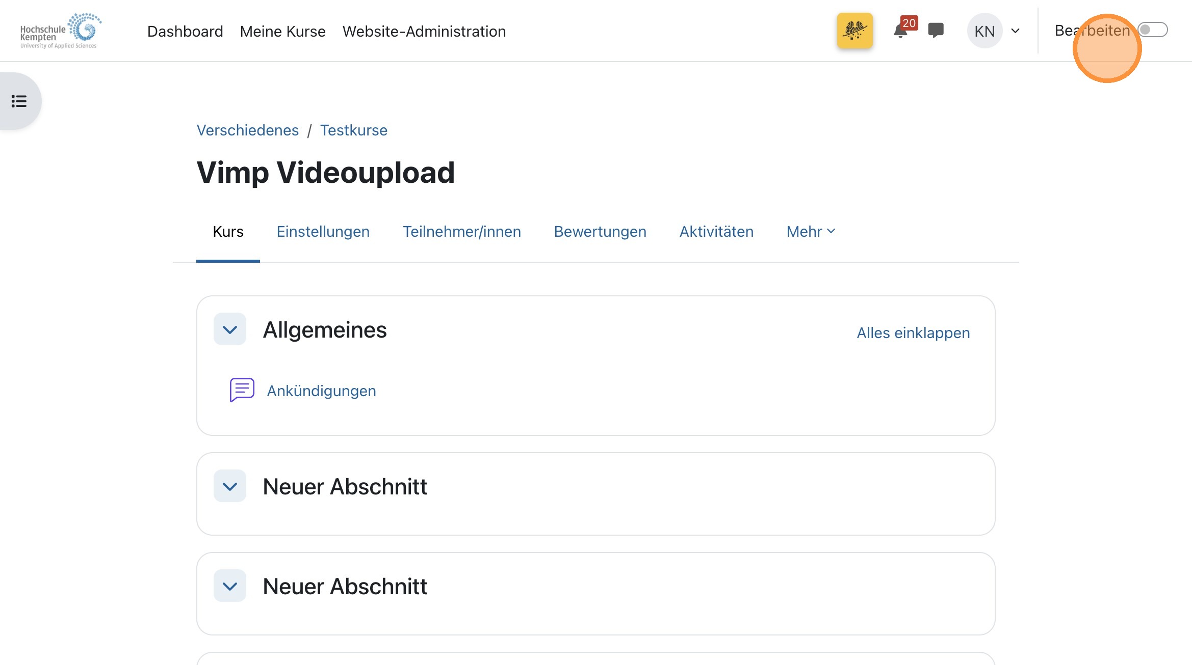 Bearbeiten aktivieren