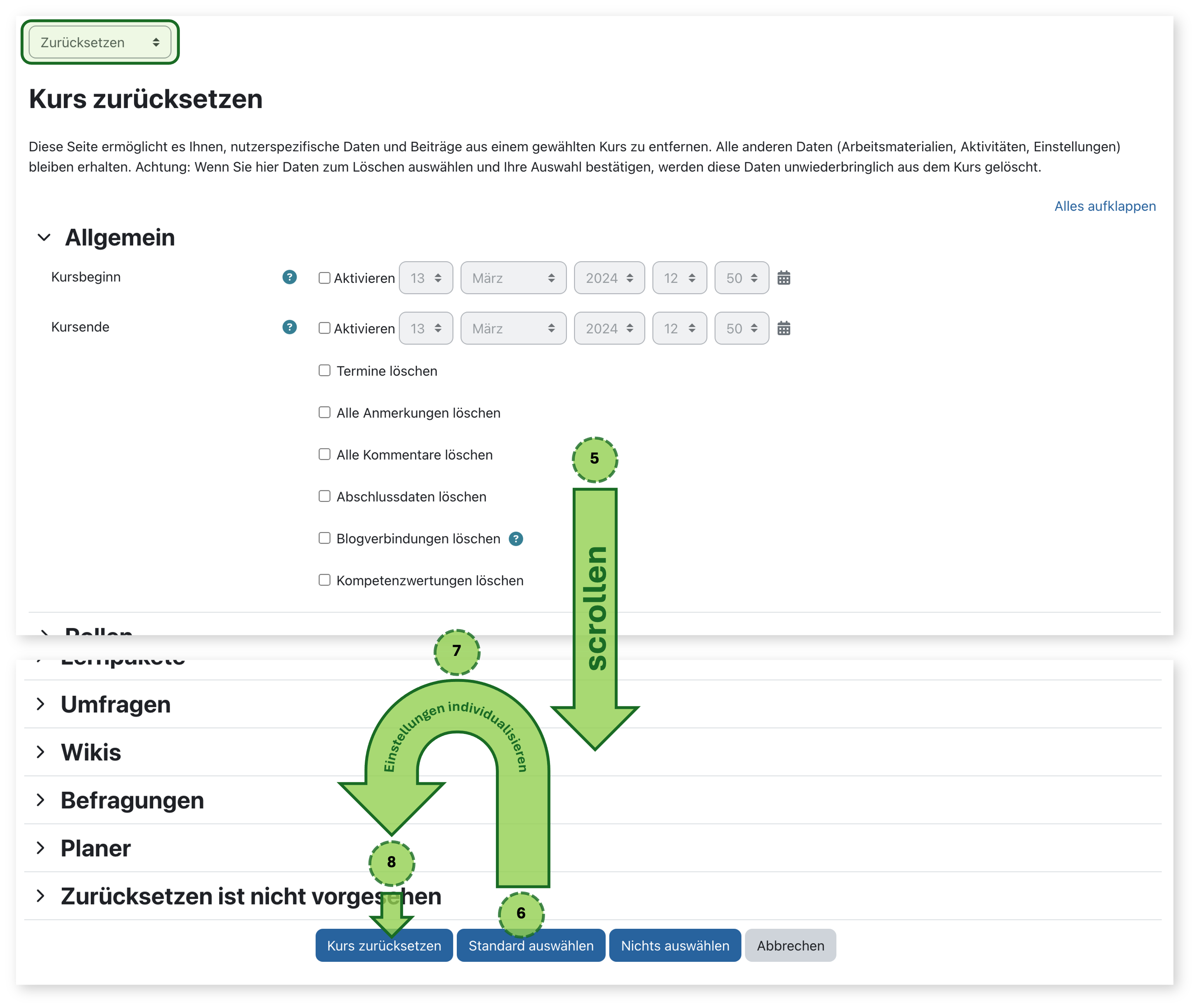 Einstellungen individualisieren