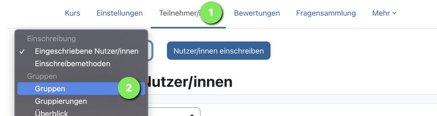 Menü Teilnehmer/innen > Gruppen